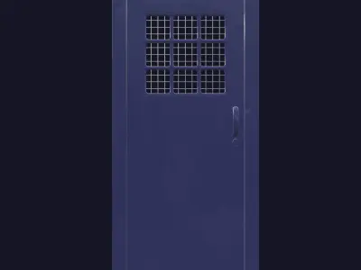 Clean Prison Door with Grid Window 3D model