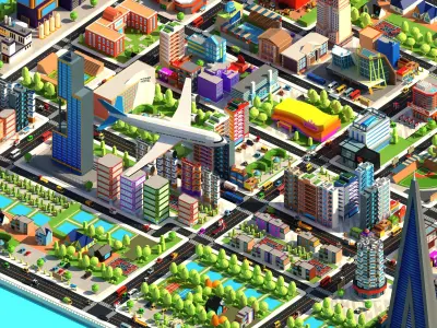 Low Poly City PACK Low-poly 3D model