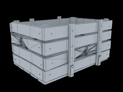 Old wooden crate Low-poly 3D model
