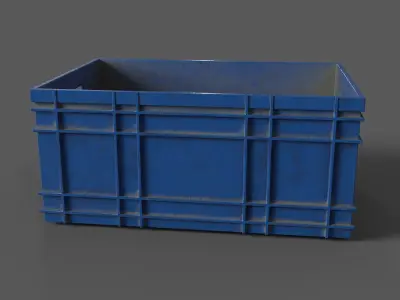 low-poly box crate with number Low-poly 3D model