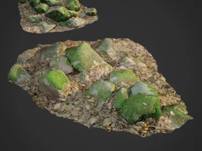 mossy stones bundle 001 Low-poly 3D model