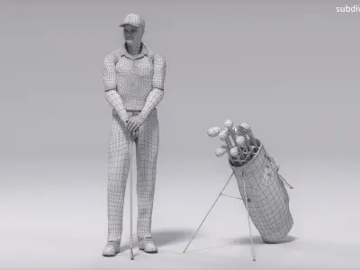  White Golf Player Animated HQ Standard License 