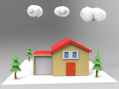 simple house Low-poly 3D model