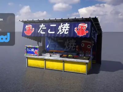 Japanese Takoyaki Vendor  3D model