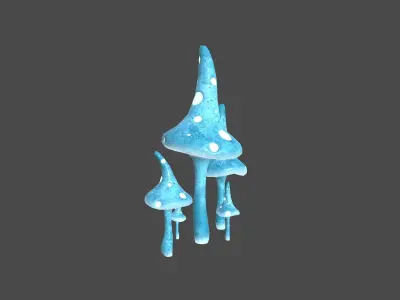 Fantasy Mushroom G02 Blue - Scene Backdrop Design Low-poly 3D model