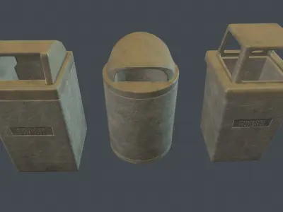 Street Concrete Trash Bin PBR Game Ready Pack Low-poly 3D model