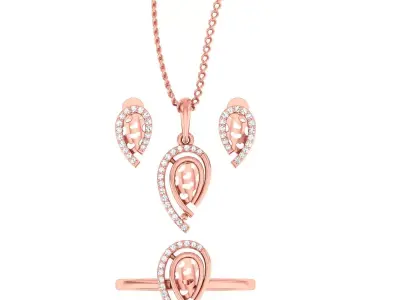 Light weight ring earrings pendant set 3dm stl 4 renders model  3D print model