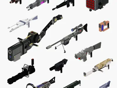 15 Futuristic Sci-Fi Guns Weapons Bundle 3D model