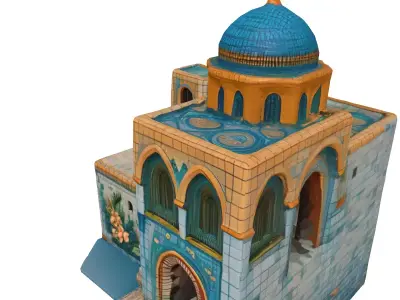 Isometric LowPoly Mosque Courtyard Low-poly 3D model