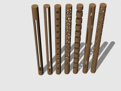 3D Bamboo Bollard Lights 3D model