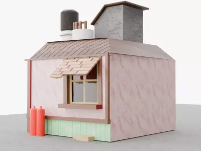 Low Poly Japanese Ramen Shop  Stall Game Ready 3D Model Low-poly 3D model