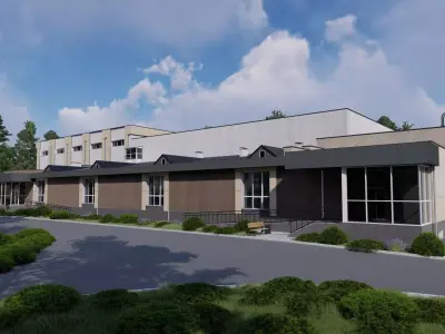 3D model of a public building with a swimming pool interior 3D model