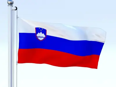 Animated Slovenia Flag Low-poly 3D model
