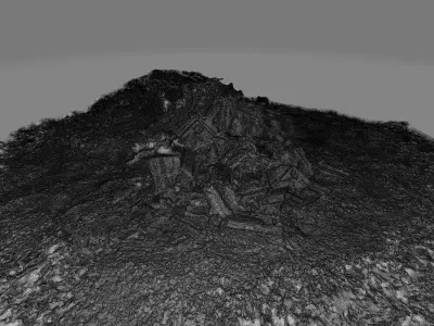 Rubble mound 2 roof ceramic tiles Low-poly 3D model