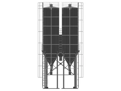 Cement silo hopper Low-poly 3D model