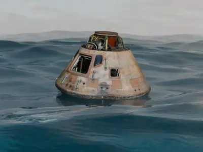 Animated Apollo Capsule Floating In The Ocean 3D model