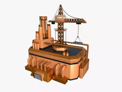 SciFi Factory A04 Orange - Sci Fi Exterior Design Low-poly 3D model