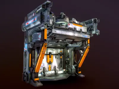 Heavy Industry Sci-Fi Blast Door Low-poly 3D model