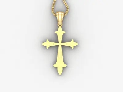 Light Gold 18K Cross Pendant 2CP040 3D print model