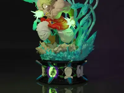 broly dragon ball statue with lights 3D print model