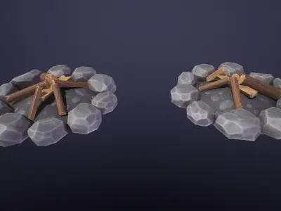 Stylized Campfire Low-poly 3D model
