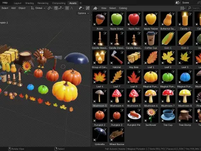 Stylized Fall Autumn Asset Pack 3D model
