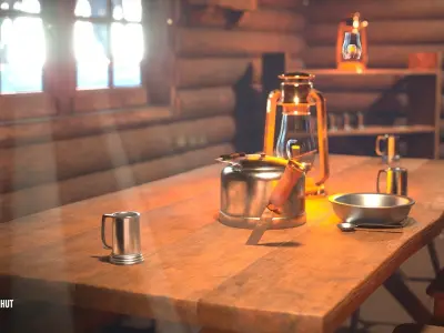 Hunters hut - modular house and props 3D model