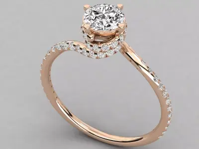 Women Light Weight Solitare Diamond Wedding Ring   35 3D print model