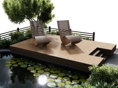 Outdoor plants and town square collection 01 3D Model Pack