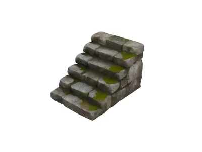 Ancient stone stairs  Low-poly 3D model purchase