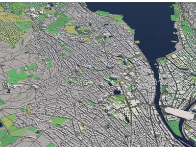 Zurich 25x25km City Map Model 3D model