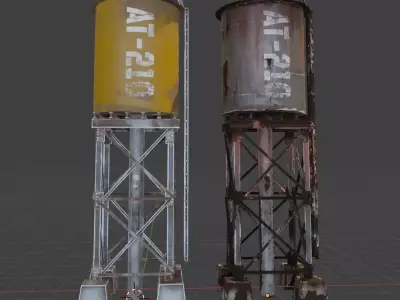 Industrial Water Tank Towers  Game Ready PBR Assets Low-poly 3D model