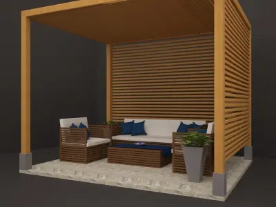 gazebo wooden pergola 3D model