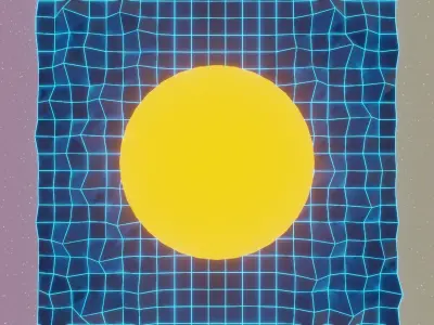 Cybermounts futuristic landscape with mountains and sun Low-poly 3D model