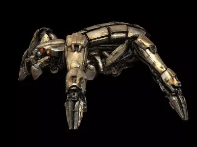 Mechanical Spider Post Apocalyptic Mech Creature Highpoly Game 3D print model