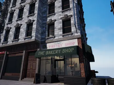 New York City 1950 Modular Building With interior Game Ready Low-poly 3D model
