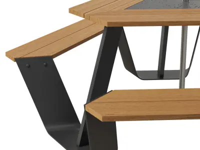 Extremis Anker bench with Inumbrina parasol 3D model