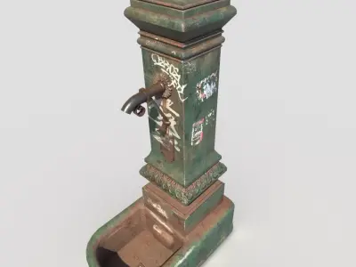 Public Fountain With Graffiti  3D model