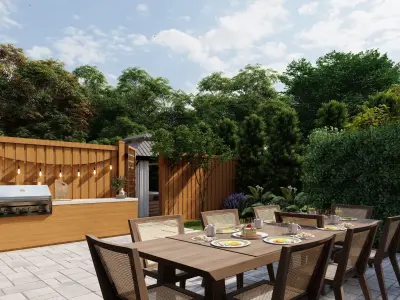 3D Exterior Scene 3D model design garden and landscape 3D model