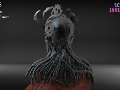 Cyber Punk Helmet Timelapse and Model 3D print model