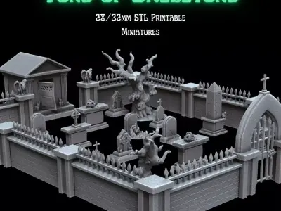 TONS OF SKELETONS - CEMETERY TERRAIN PACK 3D print model