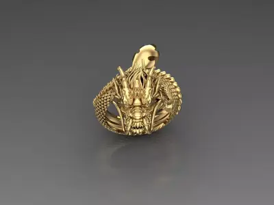 Dragon Ring Jewelry Light Gold 3D model
