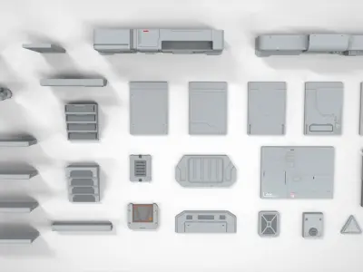 sci-fi Architecture kitbash 12 3D model