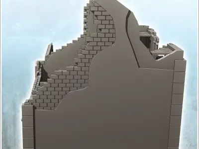 Ruined house with stairs and arch 13 - Modern WW2 WW1 World War  3D print model