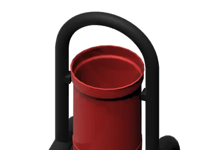 Red open cage type trash can Low-poly 3D model