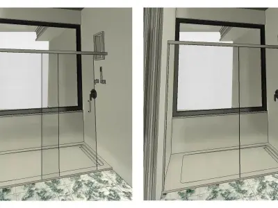 Shower Glass Sliding Door 3D model