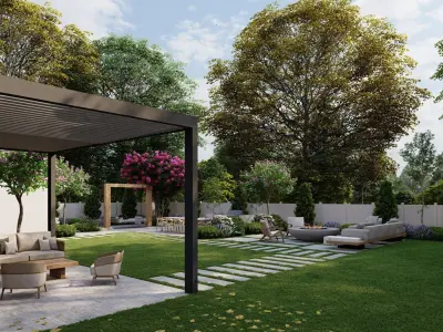 Garden Landscape 3D Model - SketchUp and Lumion Scene 3D model 3D model