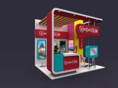 Vibrant Yucatan booth 3x4 3D model