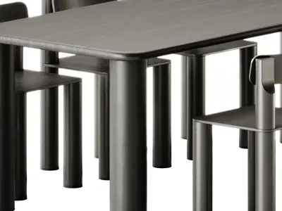 COMMUNE Medium Table and SILO Chair by Found 3D model