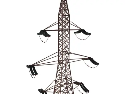 Electricity Pole 7 Weathered Low-poly 3D model